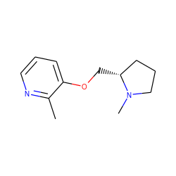 Cc1ncccc1OC[C@@H]1CCCN1C ZINC000013605353