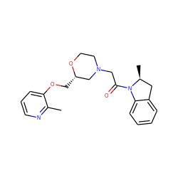 Cc1ncccc1OC[C@H]1CN(CC(=O)N2c3ccccc3C[C@@H]2C)CCO1 ZINC000222445621