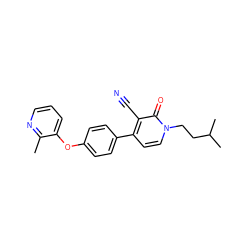 Cc1ncccc1Oc1ccc(-c2ccn(CCC(C)C)c(=O)c2C#N)cc1 ZINC000084670280