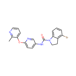 Cc1ncccc1Oc1ccc(NC(=O)N2CCc3c(Br)cccc32)cn1 ZINC000029485604