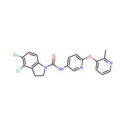 Cc1ncccc1Oc1ccc(NC(=O)N2CCc3c2ccc(Cl)c3Cl)cn1 ZINC000029552557