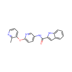 Cc1ncccc1Oc1ccc(NC(=O)c2cc3ccccc3[nH]2)cn1 ZINC000040896508