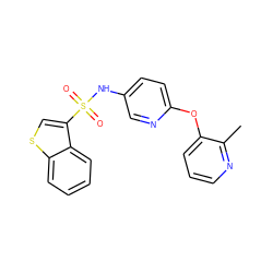 Cc1ncccc1Oc1ccc(NS(=O)(=O)c2csc3ccccc23)cn1 ZINC000040934681