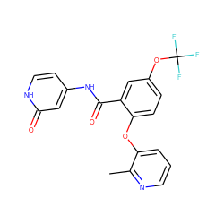 Cc1ncccc1Oc1ccc(OC(F)(F)F)cc1C(=O)Nc1cc[nH]c(=O)c1 ZINC000143159281