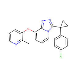 Cc1ncccc1Oc1cccn2c(C3(c4ccc(Cl)cc4)CC3)nnc12 ZINC000201105561