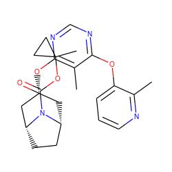 Cc1ncccc1Oc1ncnc(O[C@@H]2C[C@@H]3CC[C@H](C2)N3C(=O)OC2(C)CC2)c1C ZINC000103228759