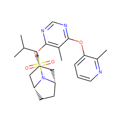 Cc1ncccc1Oc1ncnc(O[C@@H]2C[C@@H]3CC[C@H](C2)N3S(=O)(=O)CC(C)C)c1C ZINC000103230647