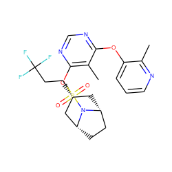 Cc1ncccc1Oc1ncnc(O[C@@H]2C[C@@H]3CC[C@H](C2)N3S(=O)(=O)CCC(F)(F)F)c1C ZINC000103230644