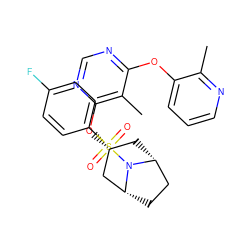 Cc1ncccc1Oc1ncnc(O[C@@H]2C[C@@H]3CC[C@H](C2)N3S(=O)(=O)c2ccc(F)cc2)c1C ZINC000103231394