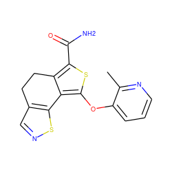 Cc1ncccc1Oc1sc(C(N)=O)c2c1-c1sncc1CC2 ZINC001772642552