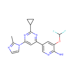 Cc1nccn1-c1cc(-c2cnc(N)c(OC(F)F)c2)nc(C2CC2)n1 ZINC000653671209