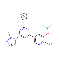 Cc1nccn1-c1cc(-c2cnc(N)c(OC(F)F)c2)nc(N2CC3CC2C3)n1 ZINC000653767519