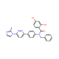 Cc1nccn1-c1ccc(-c2ccc(N(Cc3ccccc3)C(=O)c3ccc(O)cc3O)cc2)nn1 ZINC000653773163