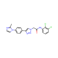 Cc1nccn1-c1ccc(-c2cn(CC(=O)Nc3cccc(Cl)c3Cl)nn2)cc1 ZINC001772649755