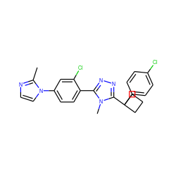 Cc1nccn1-c1ccc(-c2nnc(C3(c4ccc(Cl)cc4)CCC3)n2C)c(Cl)c1 ZINC000040975745