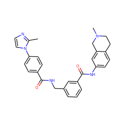Cc1nccn1-c1ccc(C(=O)NCc2cccc(C(=O)Nc3ccc4c(c3)CN(C)CC4)c2)cc1 ZINC000167974497