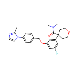 Cc1nccn1-c1ccc(COc2cc(F)cc(C3(C(=O)N(C)C)CCOCC3)c2)cc1 ZINC000013559346