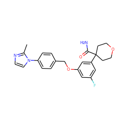 Cc1nccn1-c1ccc(COc2cc(F)cc(C3(C(N)=O)CCOCC3)c2)cc1 ZINC000001485545