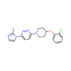 Cc1nccn1-c1ccc(N2CCC(Oc3ccccc3Cl)CC2)nn1 ZINC000028655458