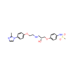 Cc1nccn1-c1ccc(OCCNC[C@@H](O)COc2ccc(NS(C)(=O)=O)cc2)cc1 ZINC000026022704