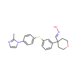 Cc1nccn1-c1ccc(Sc2cccc(C3(/C=N/O)CCOCC3)c2)cc1 ZINC000028521537