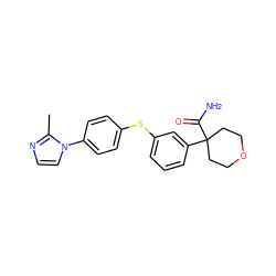 Cc1nccn1-c1ccc(Sc2cccc(C3(C(N)=O)CCOCC3)c2)cc1 ZINC000001485546