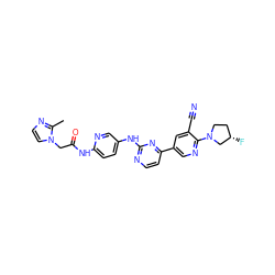 Cc1nccn1CC(=O)Nc1ccc(Nc2nccc(-c3cnc(N4CC[C@H](F)C4)c(C#N)c3)n2)cn1 ZINC001772603789