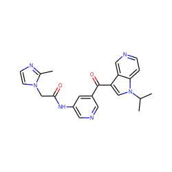 Cc1nccn1CC(=O)Nc1cncc(C(=O)c2cn(C(C)C)c3ccncc23)c1 ZINC001772608173