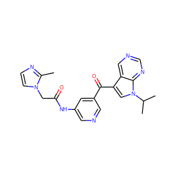 Cc1nccn1CC(=O)Nc1cncc(C(=O)c2cn(C(C)C)c3ncncc23)c1 ZINC000169707900