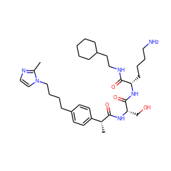 Cc1nccn1CCCCc1ccc([C@@H](C)C(=O)N[C@@H](CO)C(=O)N[C@@H](CCCCN)C(=O)NCCC2CCCCC2)cc1 ZINC000029570047