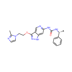 Cc1nccn1CCOc1n[nH]c2cc(NC(=O)N[C@H](C)c3ccccc3)ncc12 ZINC001772623891