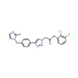 Cc1nccn1Cc1ccc(-c2cn(CC(=O)Nc3cccc(Cl)c3Cl)nn2)cc1 ZINC001772571277