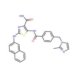 Cc1nccn1Cc1ccc(C(=O)Nc2sc(Nc3ccc4ccccc4c3)nc2C(N)=O)cc1 ZINC000473179060