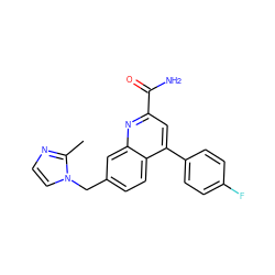 Cc1nccn1Cc1ccc2c(-c3ccc(F)cc3)cc(C(N)=O)nc2c1 ZINC000205637279