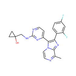 Cc1nccn2c(-c3ccnc(NCC4(O)CC4)n3)c(-c3ccc(F)cc3F)nc12 ZINC000034948019