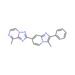 Cc1nccn2nc(-c3ccn4c(C)c(-c5ccccc5)nc4c3)nc12 ZINC000149266541