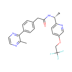 Cc1nccnc1-c1ccc(CC(=O)N[C@H](C)c2ccc(OCC(F)(F)F)cn2)cc1 ZINC000043206947