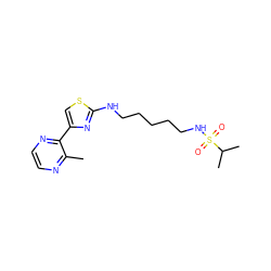 Cc1nccnc1-c1csc(NCCCCCNS(=O)(=O)C(C)C)n1 ZINC000073139433