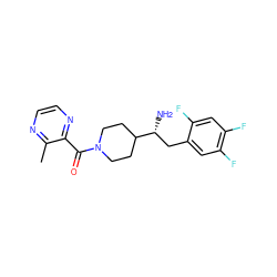 Cc1nccnc1C(=O)N1CCC([C@H](N)Cc2cc(F)c(F)cc2F)CC1 ZINC000040937085