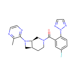 Cc1nccnc1N1C[C@@H]2CCN(C(=O)c3cc(F)ccc3-n3nccn3)C[C@@H]21 ZINC000116825882