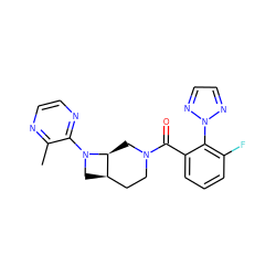 Cc1nccnc1N1C[C@@H]2CCN(C(=O)c3cccc(F)c3-n3nccn3)C[C@@H]21 ZINC000116824810