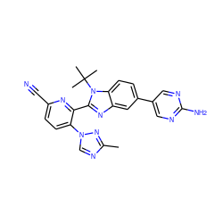 Cc1ncn(-c2ccc(C#N)nc2-c2nc3cc(-c4cnc(N)nc4)ccc3n2C(C)(C)C)n1 ZINC000146229355