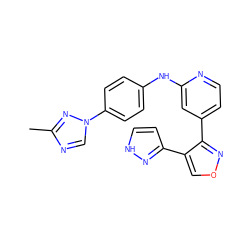 Cc1ncn(-c2ccc(Nc3cc(-c4nocc4-c4cc[nH]n4)ccn3)cc2)n1 ZINC000103235653