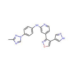 Cc1ncn(-c2ccc(Nc3cc(-c4nocc4-c4cn[nH]c4)ccn3)cc2)n1 ZINC000103235650