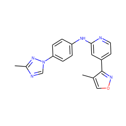 Cc1ncn(-c2ccc(Nc3cc(-c4nocc4C)ccn3)cc2)n1 ZINC000103235687