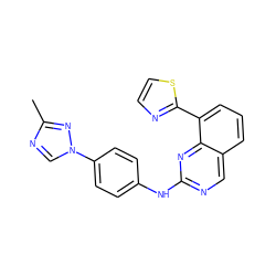 Cc1ncn(-c2ccc(Nc3ncc4cccc(-c5nccs5)c4n3)cc2)n1 ZINC000071315925