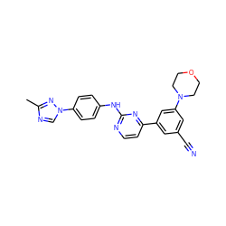 Cc1ncn(-c2ccc(Nc3nccc(-c4cc(C#N)cc(N5CCOCC5)c4)n3)cc2)n1 ZINC000045256298