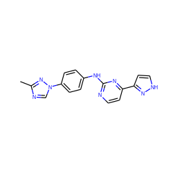 Cc1ncn(-c2ccc(Nc3nccc(-c4cc[nH]n4)n3)cc2)n1 ZINC000071341302