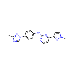 Cc1ncn(-c2ccc(Nc3nccc(-c4ccn(C)n4)n3)cc2)n1 ZINC000071340491