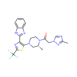 Cc1ncn(CC(=O)N2CCN(c3sc(C(F)(F)F)nc3-c3nc4ccccc4[nH]3)C[C@H]2C)n1 ZINC001772603025